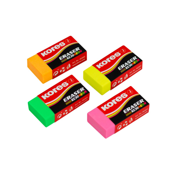 Ластик Kores прямоугольный КЕ-30 1/3 шт., блистер в ассортименте