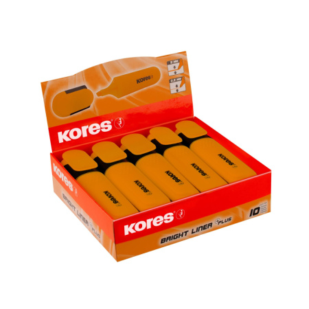 Маркер текстовыделитель Kores BRIGHT LINER PLUS, скош нак, 0.5-5 мм,оранж