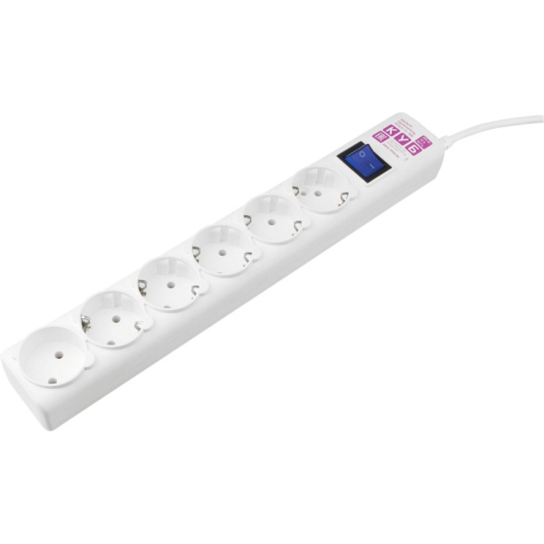 Сетевой фильтр Power Cube 3м (6 розеток) 16А белый(SPG(5+1)-16B-3М)