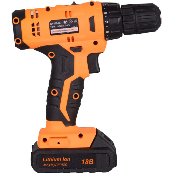 Дрель-шуруповерт аккум. Вихрь ДА-18Л-2к 18В, 1.3Ач, 28Нм (72/14/9)