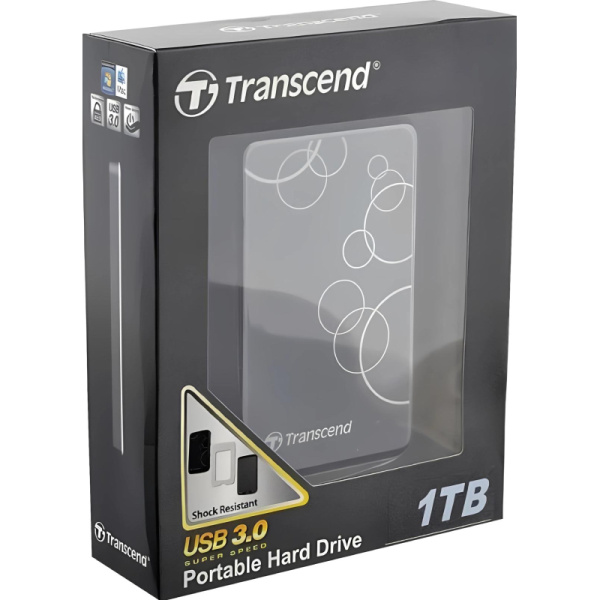 Портативный HDD Transcend StoreJet 25A3 1Tb 2.5, USB 3.0, черн, TS1TSJ25A3K