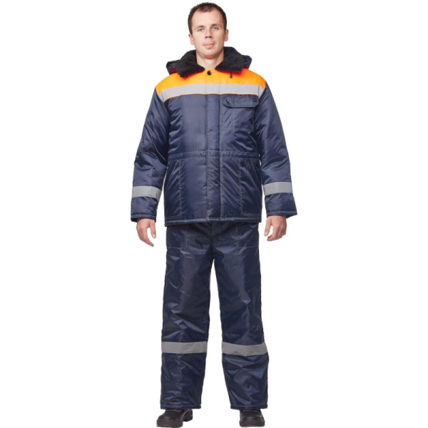 Куртка рабочая зимняя муж з32-КУ син/оранж оксф 64-66/170-176