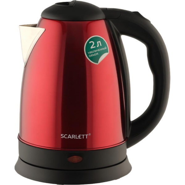 Чайник электрическийSCARLETT SC-EK21S76, сталь, 2л, 1800Вт, красный