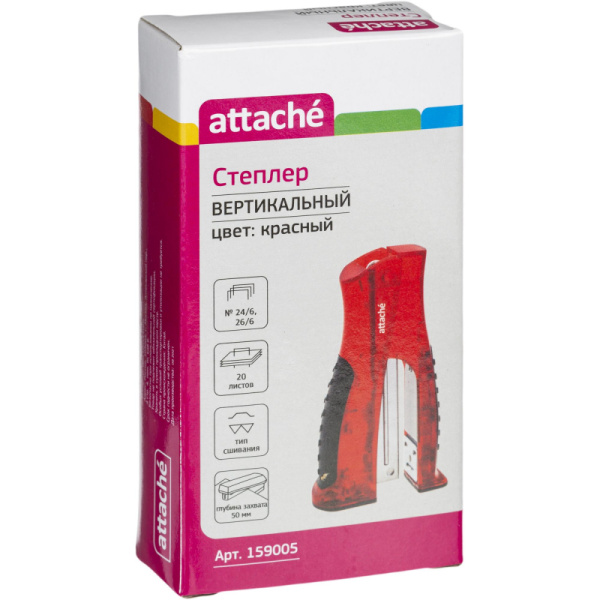 Степлер ATTACHE 8918 (N24/6&26/6) до 20 лист. вертикальный красный