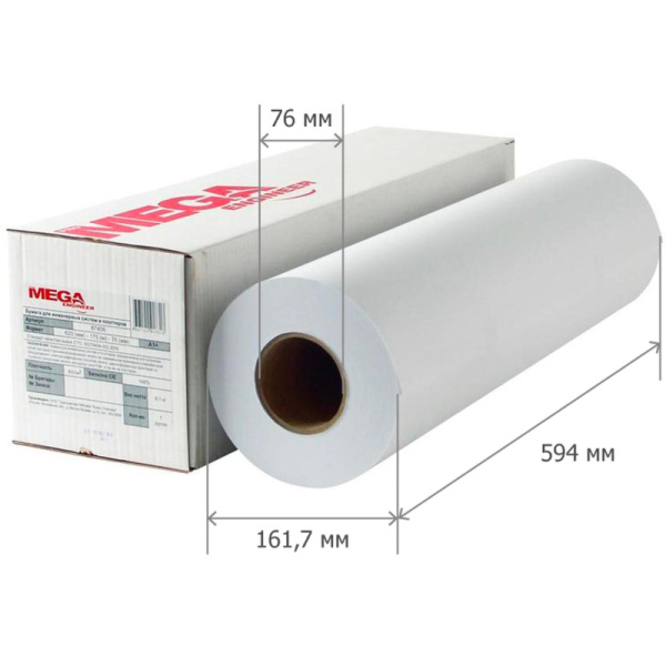 Бумага широкоформатная ProMEGA engineer Bright white 80г 594ммх150м 76мм