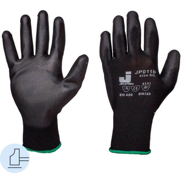 Перчатки защитные нейлоновые с п/у покр. JetaSafetyJP011b черн р.XL 12 п/уп