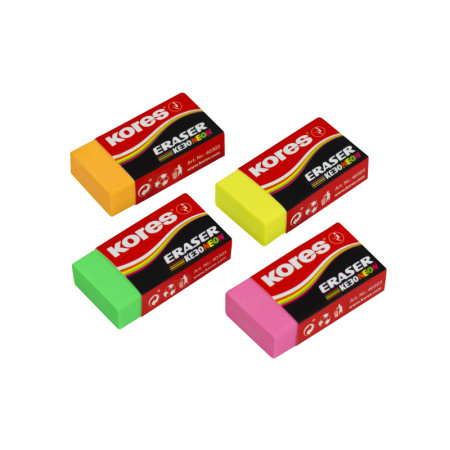 Ластик Kores цветной, 40x21x10mm в дисплей-боксе, цвет в асс 40303