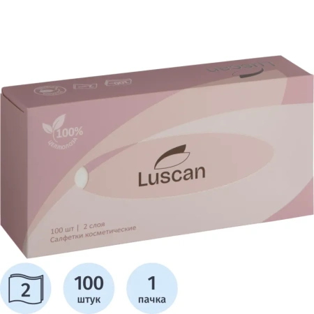 Салфетки косметические Luscan белые 2сл 100шт/уп_НСК