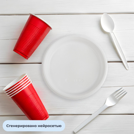 Тарелка одноразовая  d 220мм, белая, ПП 100шт/уп