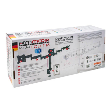 Кронштейн Arm Media LCD-T15, мон. 15-32, настольный, наклонно-пов, чер