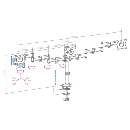 Кронштейн Arm Media LCD-T15, мон. 15-32, настольный, наклонно-пов, чер