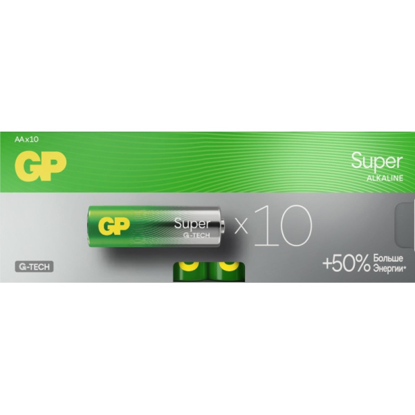 Батарейка GP Super AA/LR6/15A 15A-2CRB10/15AA21-2CRPAB10 алкалин.,10 шт/уп