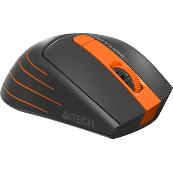 Мышь компьютерная A4 Fstyler FG30, беспроводная, 2000dpi, серый/оранжевый