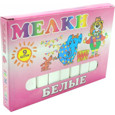 Мел школьный белый 9 шт., Пегас
