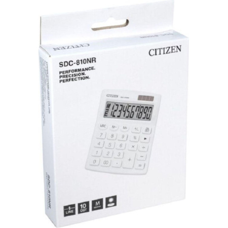 Калькулятор настольный Citizen SDC-810NR-WH 10р дв.пит КОМП-ЫЙ белый