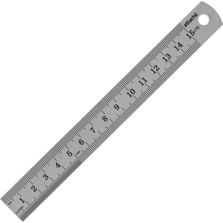 Линейка металлическая 15 см Attache