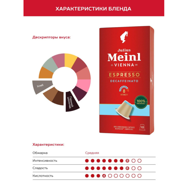 Кофе в капсулах Julius Meinl Эспрессо Декаф BIO,10 кап (94033)