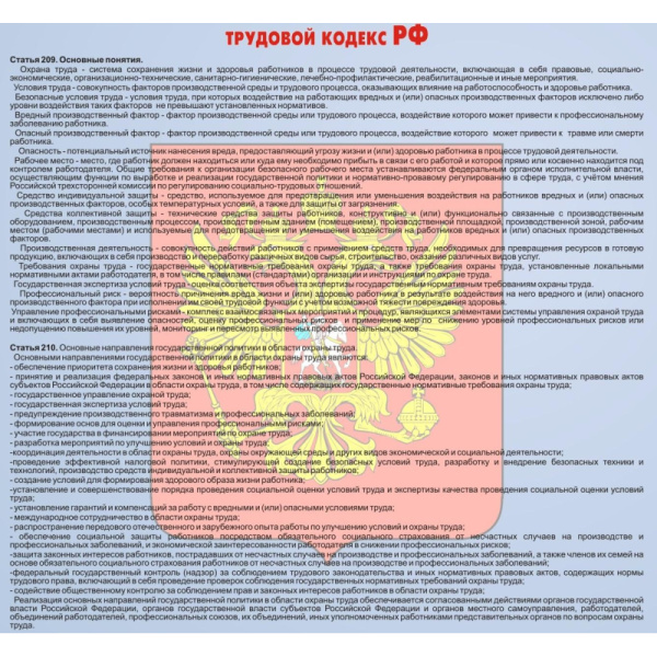 Информационный стенд-плакат Охрана труда 920х800 мм