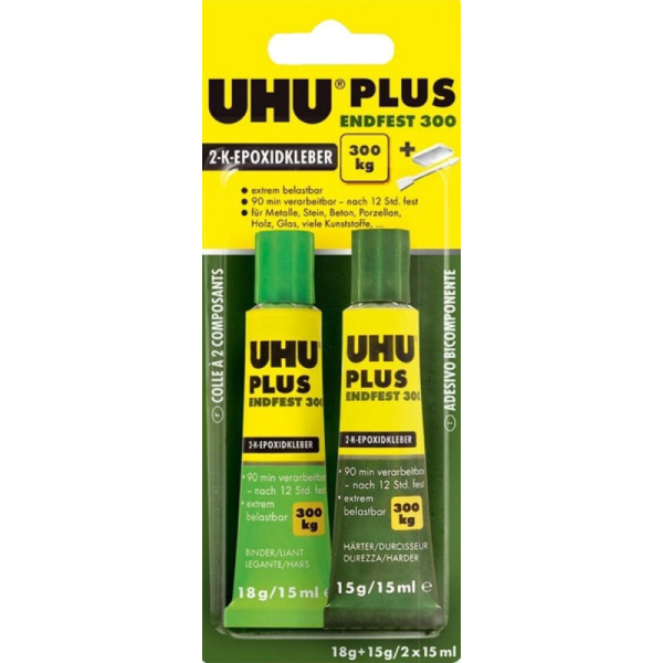 Клей UHU PLUS ENDFEST 300 универсальный эпоксидный,2х15мл (45640)