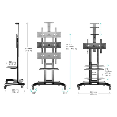 Стойка мобильная Onkron TS1551 чёрная