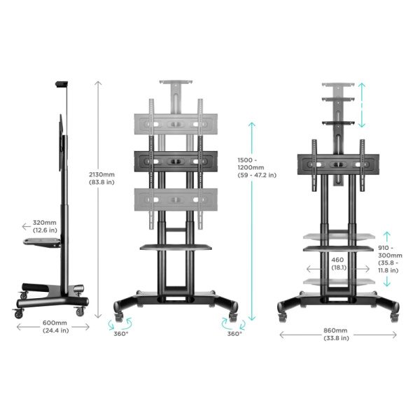 Стойка мобильная Onkron TS1551 чёрная
