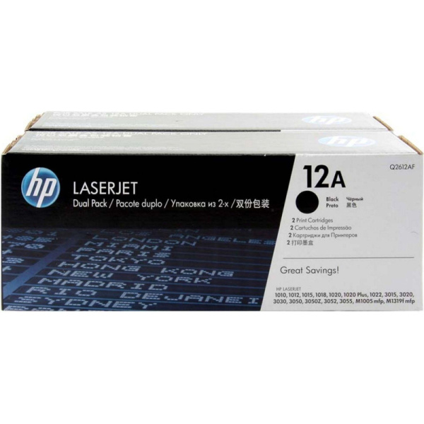 Картридж лазерный HP 12A Q2612AF чер. для LJ 1010 (2шт/уп)