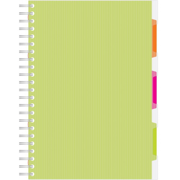Тетрадь 140л,кл,А4,SPIRAL BOOK Салатовый,евросп,обл.пл,раздел.84102