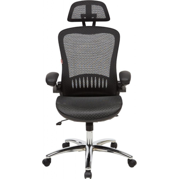 Кресло S_BN_Hg_EChair-552 TTW Net сетка черная, хром