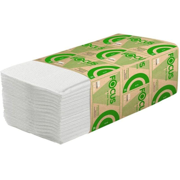 Полотенца бумажные д/дисп. FOCUS Eco Vсл 1сл бел 200л 15пач/уп 5083743 п/э