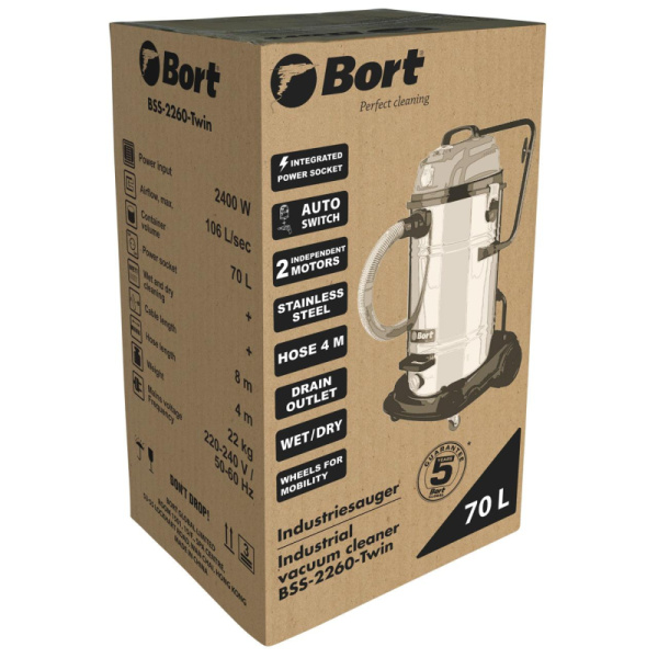 Пылесос строительный BORT BSS-2260-Twin (91272522)