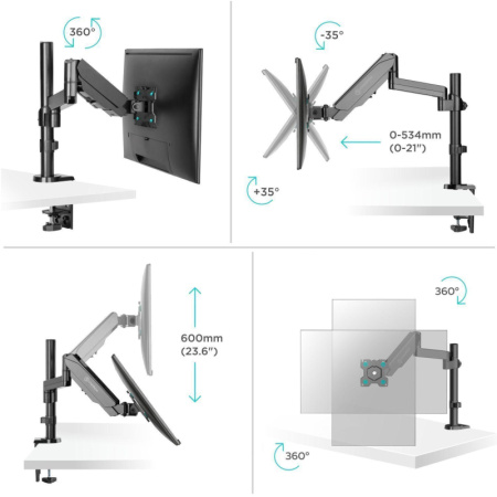 Кронштейн Onkron G70, монит 13-34, настольный, чер