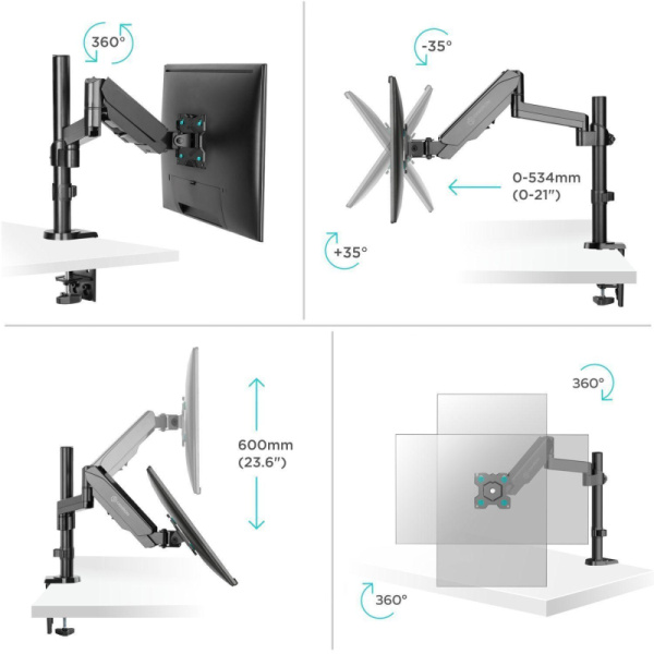 Кронштейн Onkron G70, монит 13-34, настольный, чер