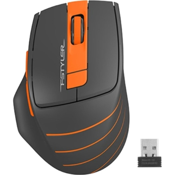 Мышь компьютерная A4 Fstyler FG30, беспроводная, 2000dpi, серый/оранжевый
