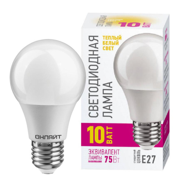 Лампа светодиодная ОНЛАЙТ OLL-A55-10-230-2.7K-E27-PROMO 10Вт Е27 2.7К 82910