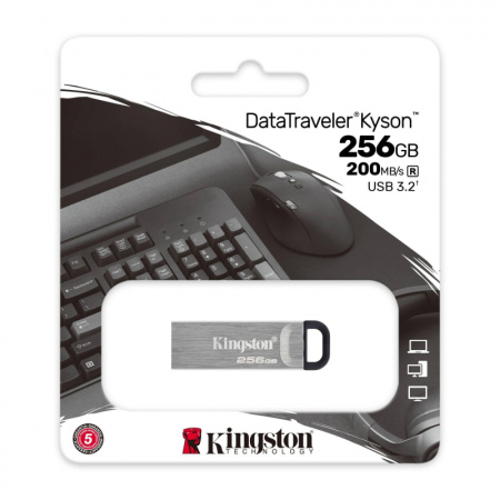 Флеш-память Kingston DataTraveler Kyson, USB 3.2 G1, сереб, DTKN/256GB