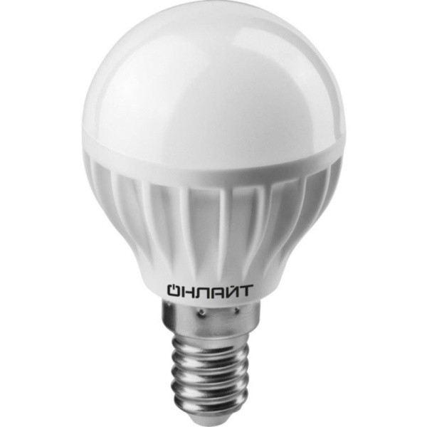 Лампа светодиодная ОНЛАЙТ OLL-G45-8-230-6.5K-E14 8Вт Е14 6500К 61135
