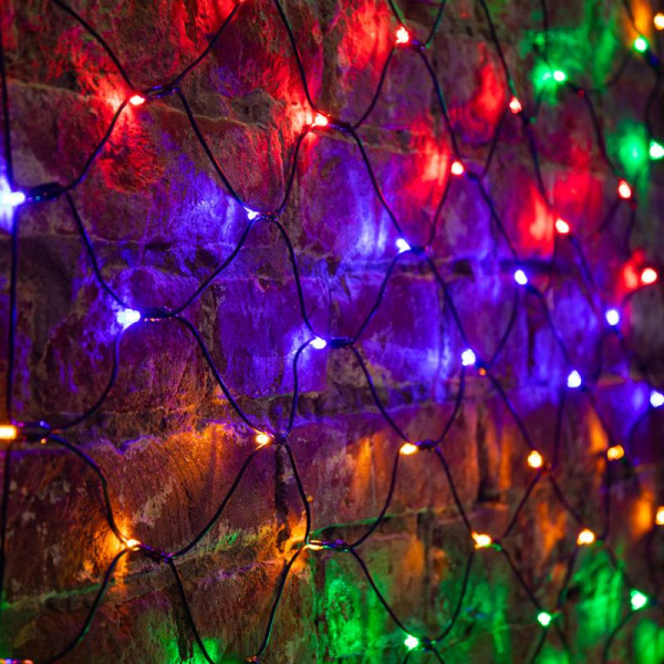Гирлянда светодиодная Сеть 160 LED 1х1,5м, черный ПВХ, Мультиколор 215-119