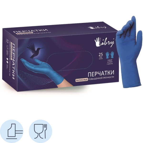 Перчатки однораз. латекс.Libry,н/с,н/о,High Risk(арт.KHR003),(L)25пар/уп,ПС