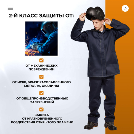 Костюм сварщика из 100% х/б 450 г/м2 (модель ТС01) (р.44-46) 170-176