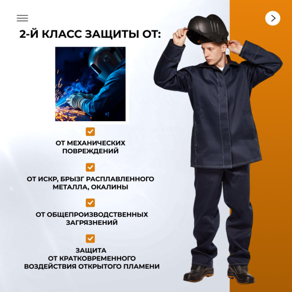 Костюм сварщика из 100% х/б 450 г/м2 (модель ТС01) (р.52-54) 170-176