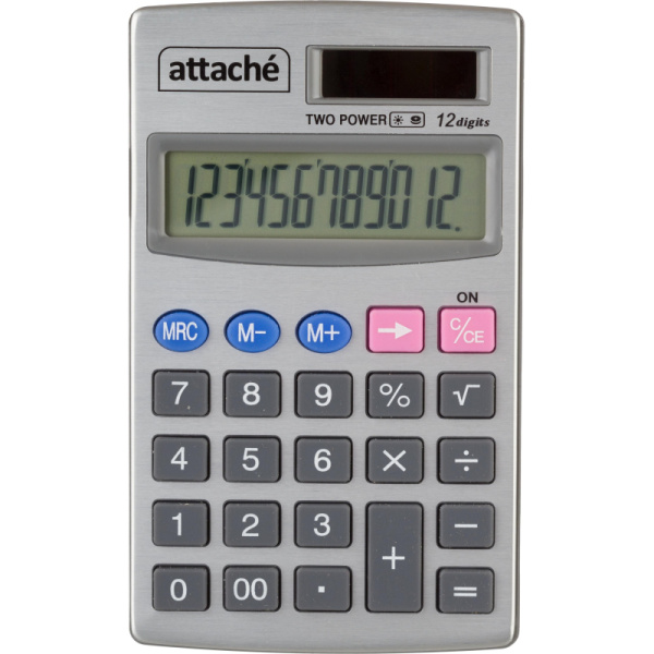 Калькулятор карманный Attache ATC-333-12P 12-ти разрядный серебристый