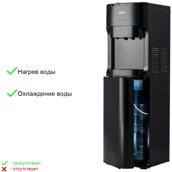 Кулер для воды VATTEN L45NE напольный, электронный, нижняя загрузка, черный