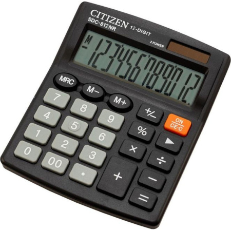 Калькулятор настольный КОМПАКТНЫЙ CITIZEN бухг. SDC812(BN/ NR) 12 разряд DP