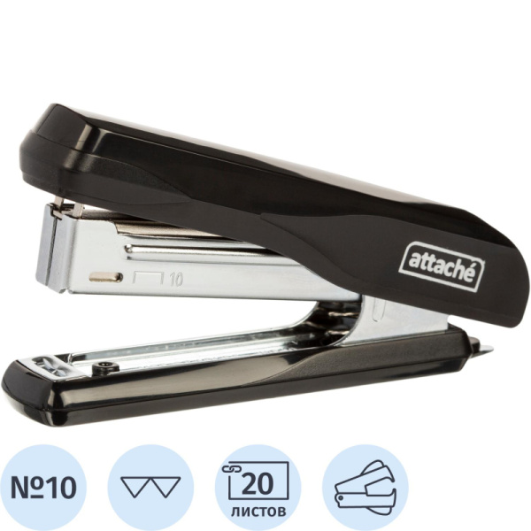 Степлер Attache PSBK1020 (№10) до 20 лист., пластик/металл, чёрный