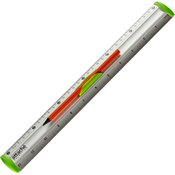 Линейка 30см Attache Selection aluminium с держателем зеленый