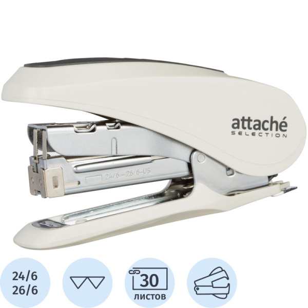 Степлер Attache Selection MSW2430(№24/6-26/6)до 30л,энергосбер,металл,белый
