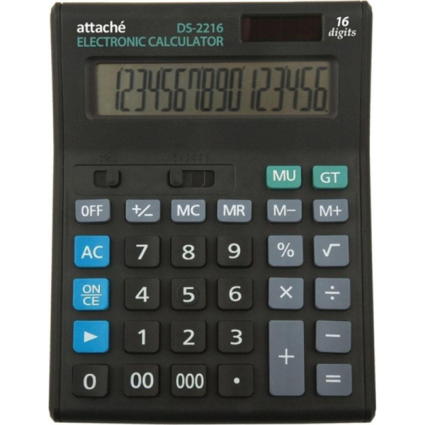 Калькулятор настольный ПОЛНОРАЗМЕРНЫЙ Attache Economy 16 разр., черный