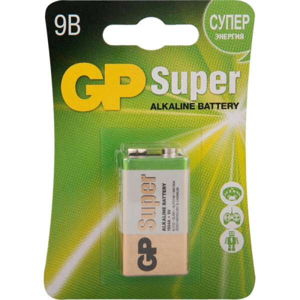 Батарейка GP Super 6LR61/Крона 9V/1604A 1604A-5CR1/1604AA21-5CRSBC1 бл/1