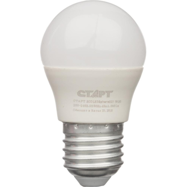 Лампа светодиодная Старт 7W E27 2700k тепл.бел.шар ECO