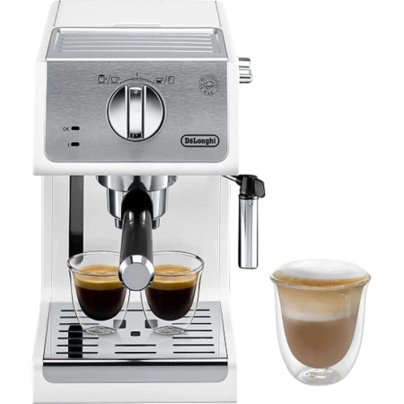 Кофеварка рожковая Delonghi ECP33.21.W, 1050Вт, 1.1л, (металл+пластик)
